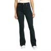 Daze Go-getter Hi-rise Side Slit Flare Jeans In Late Text In Black
