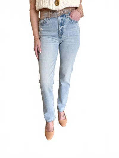 Daze Hart High Rise Slim Straight Jeans In Light Wash In Blue