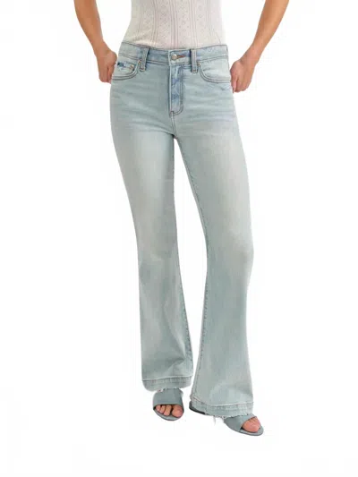 Daze Heartbreaker Mid Rise Flare Jeans In Vintage Swoon In Blue