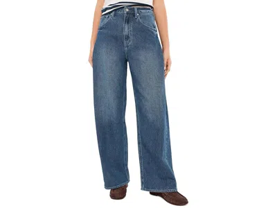 Daze Hero High-rise Pleated Baggy In Dreamland Women's Clothing Dreamland: 28 30.5, Cotton/denim In Blue