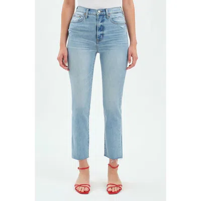 Daze High Waist Raw Hem Ankle Straight Leg Jeans In Blooming Vintage