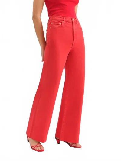 Daze Joy High Rise Wide Leg Jeans In Cherry In Red