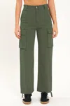 Daze Cadet Cargo High Rise Cinch Hem Pants In Grass In Green