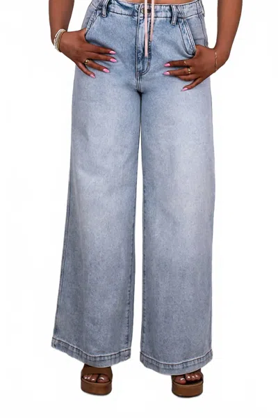Daze Kickback High-rise Palazzo Jean In Hush In Blue