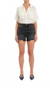 Daze Knockout Highrise Denim Short In Night Life Vintage In Black