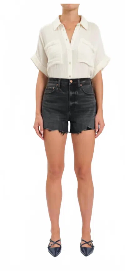 Daze Knockout Highrise Denim Short In Night Life Vintage In Black