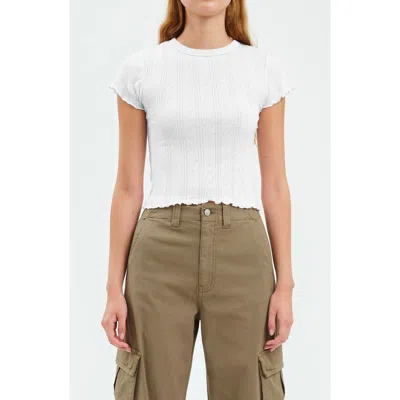 Daze Lily Cotton Pointelle T-shirt In White Hot