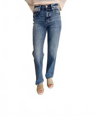 Daze Loretta High Rise Vintage Straight Jeans In Medium Wash In Blue