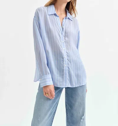 Daze Lotus Back Tie Long Sleeve Shirt In Castle Stripe In Blue