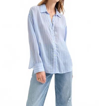 Daze Lotus Back Tie Long Sleeve Shirt In Castle Stripe In Multi