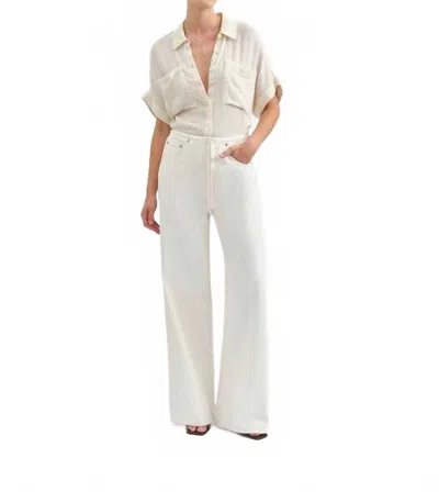 Daze Madison Mid Rise Wide Leg Jeans In Milkshake In Multi