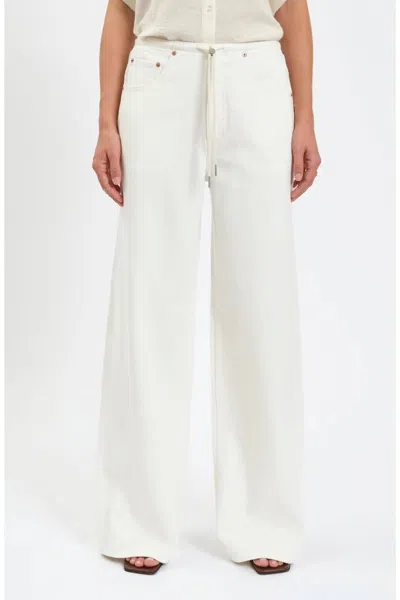 Daze Madison Mid Rise Wide Leg Jeans In Milkshake In White