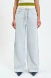 Daze Madison Tie Waist Wide Leg Jeans In Blue
