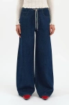 Daze Madison Tie Waist Wide Leg Jeans In Blue