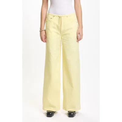 Daze Madison Tie Waist Wide Leg Jeans In Yellow