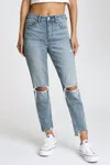 Daze Original High Rise Mom Jean In Denim In Multi