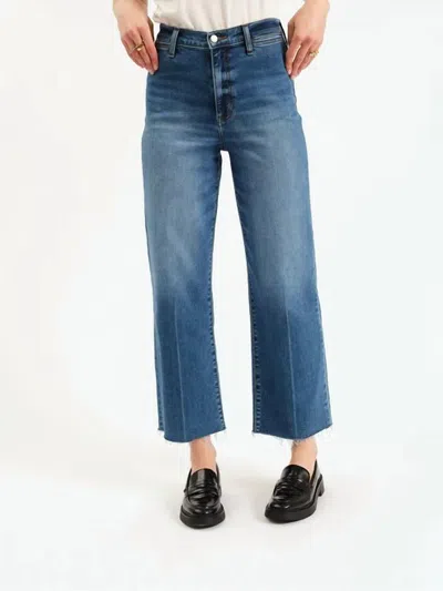Daze Pleaser High Rise Wide Ankle Jeans In Indigo Wave In Blue