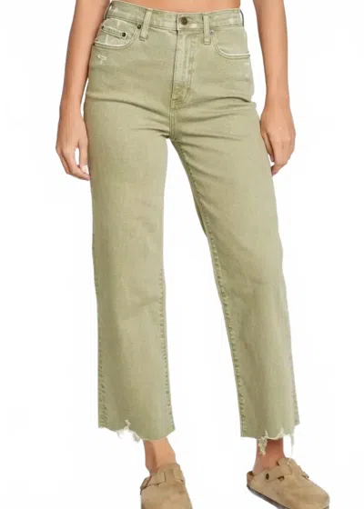 Daze Pleaser High Rise Wide Ankle Length Jeans In Matcha In Green