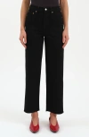 Daze Pleaser High Waist Raw Hem Crop Jeans In Black