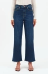 Daze Pleaser High Waist Raw Hem Crop Jeans In Blue