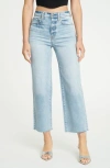 DAZE PLEASER HIGH WAIST RAW HEM CROP JEANS