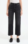 Daze Pleaser High Waist Raw Hem Crop Jeans In Twilight