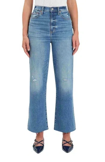 Daze Pleaser High Waist Raw Hem Crop Jeans In Wide Awake Vintage