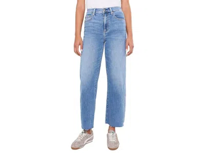 Daze Pleaser High-rise Wide Ankle In Wavy Women's Clothing Wavy: 28 28, Cotton/denim/polyester In Blue