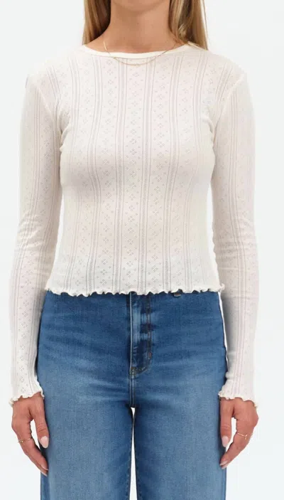 Daze Pointelle Tee In White In Animal Print