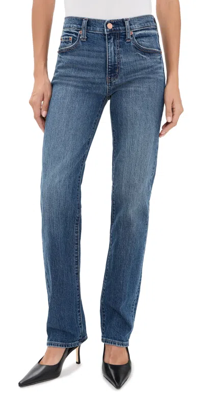 Daze Rebel Mid Rise Slim Straight Jeans Surge In Blue