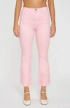Daze Shy Girl Distressed Crop Flare Jeans In Blushing
