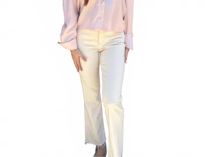 Daze Shy Girl Distressed Crop Flare Jeans In Cream In Multi