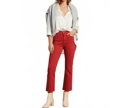 Daze Shy Girl High Rise Crop Flare Jean In Cherry In Red