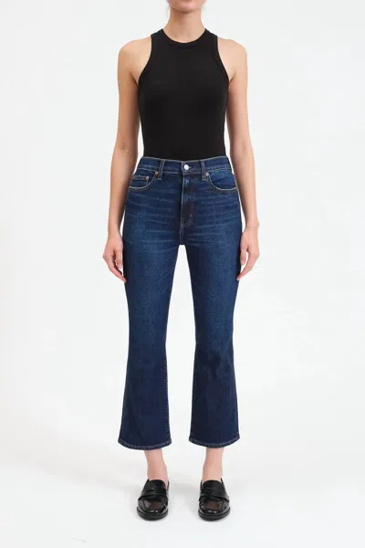 Daze Shy Girl High Rise Crop Flare Jeans In Blue