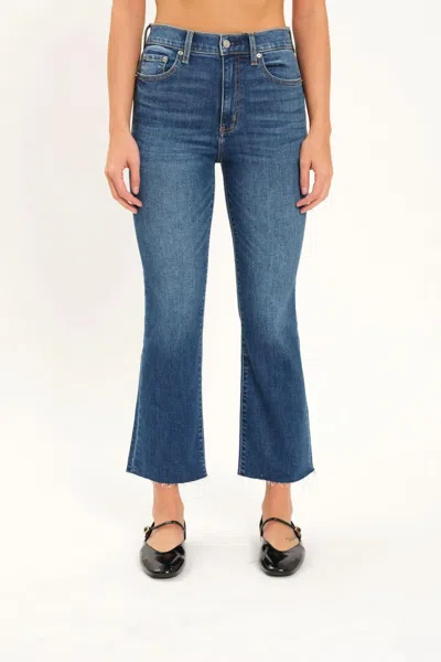 Daze Shy Girl High Rise Crop Flare Jeans In Influencer In Blue