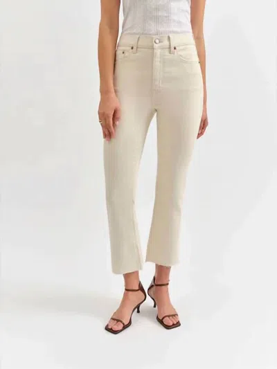 Daze Shy Girl High Rise Crop Flare Jeans In Raw Cut In Gold