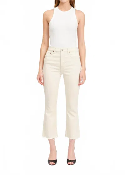 Daze Shy Girl High Rise Crop Flare Jeans In Raw Cut In White