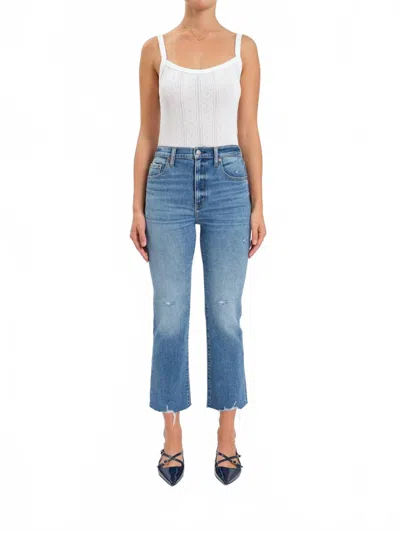 Daze Shy Girl High Rise Crop Flare Jeans In Wide Awake In White