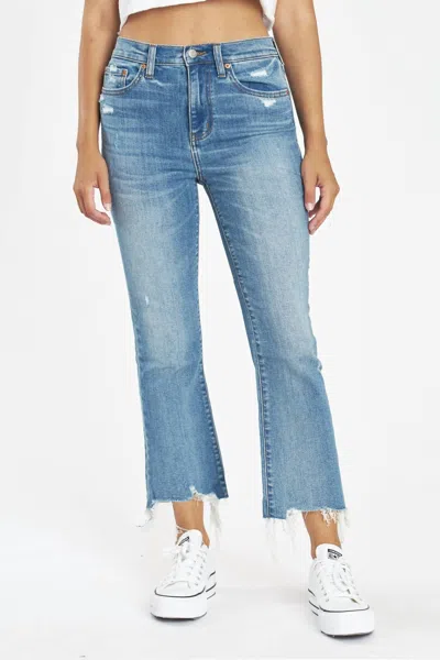 Daze Shy Girl High Rise Crop Flare Jeans In Wishes In Blue