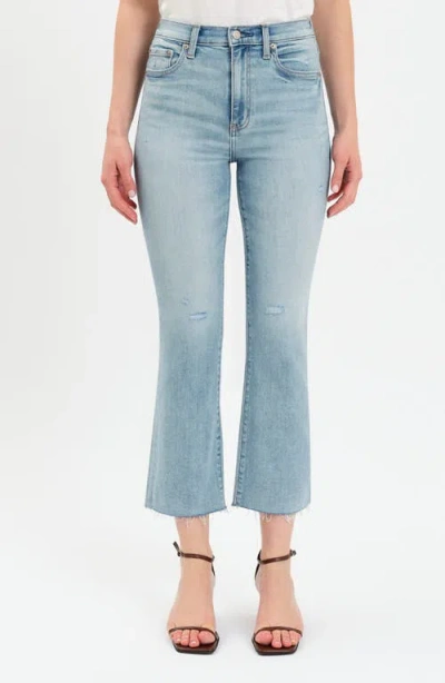 Daze Shy Girl High Waist Crop Flare Jeans In Blue