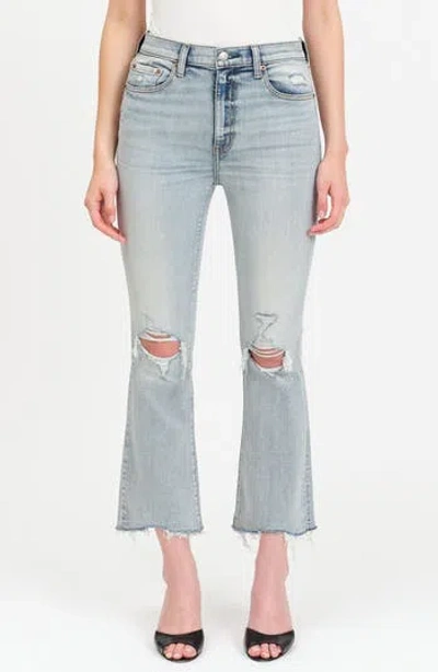 Daze Shy Girl High Waist Crop Flare Jeans In Austin Distressed