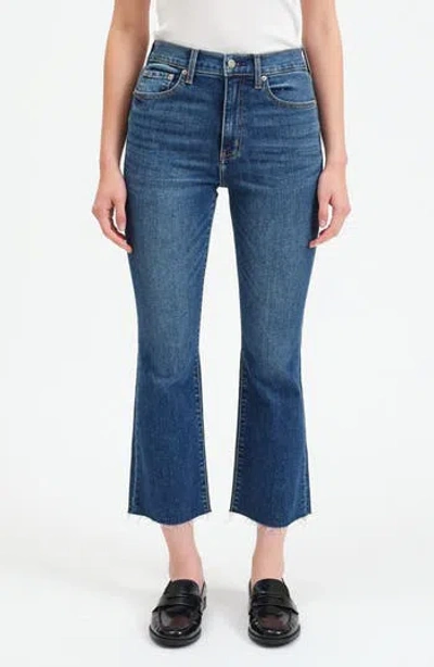 Daze Shy Girl High Waist Crop Flare Jeans In Blue