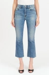 Daze Shy Girl Raw Edge Kick Flare Crop Jeans In Pda