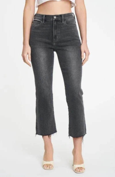 Daze Shy Girl High Waist Raw Hem Crop Flare Jeans In Haunted