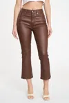 Daze Shy Girl High Rise Crop Coated Pants In Coated Espresso In Brown
