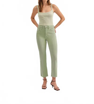 Daze Shy Girl Crop Flare Jeans In Pistachio In Green