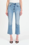 Daze Shy Girl Raw Edge Kick Flare Crop Jeans In All Mine Vintage