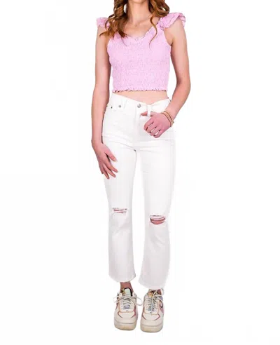 Daze Shy Girl Ripped Knee Crop Flare Jeans In Marshmallow Distressed In White