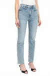 Daze Smarty High Waist Ankle Slim Straight Leg Jean In Wink In Blue