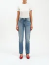 Daze Smarty Pants High Rise Slim Straight Jeans In Face To Face In Blue